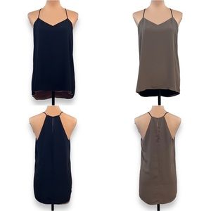 Express Barcelona Cami Reversible Camisole Black Taupe Gray S/Small Keyhole Back